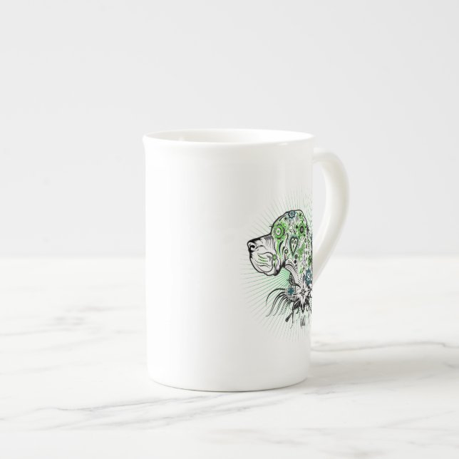 Great Dane Mexican inspired Head Portrait Bone China Mug (Front Right)