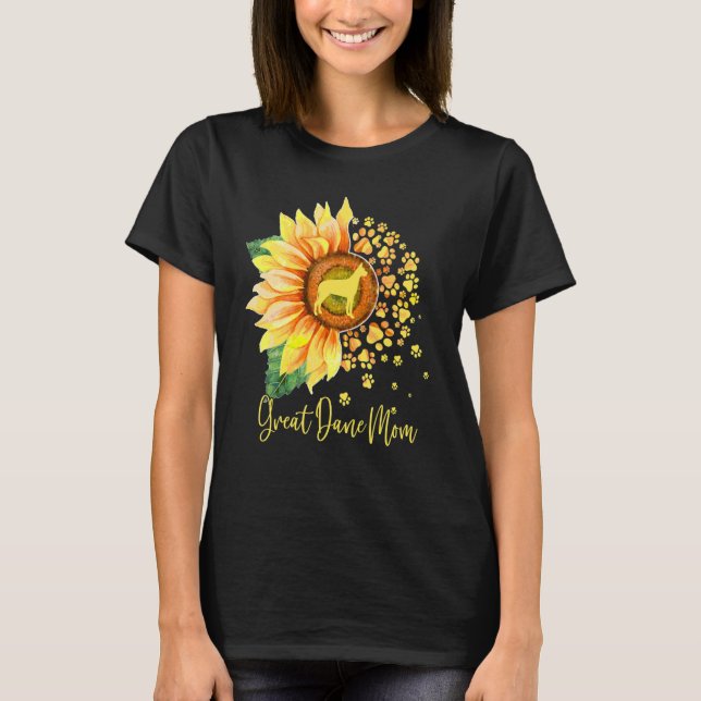 Great Dane Mom Sunflower Dog Paw Mother s Day 2023 T-Shirt (Front)