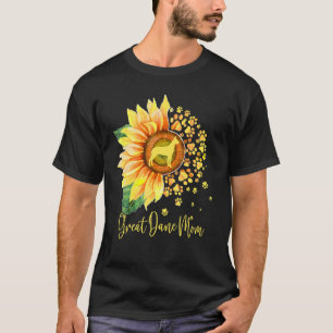 Great Dane Mom Sunflower Dog Paw Mother s Day 2023 T-Shirt
