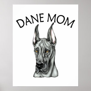 Great Dane Mum Black Poster