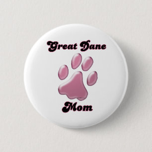 Great Dane Mum Pink Pawprint  - Button