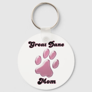 Great Dane Mum Pink Pawprint Keychain