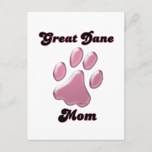 Great Dane Mum Pink Pawprint  Postcard