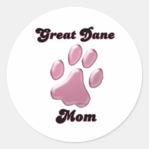 Great Dane Mum Pink Pawprint - Sticker