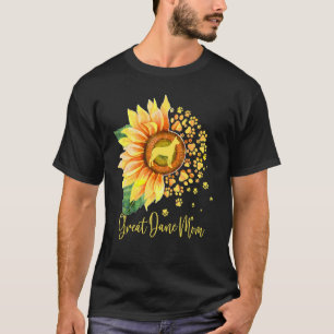 Great Dane Mum Sunflower Dog Paw Mother s Day 2023 T-Shirt