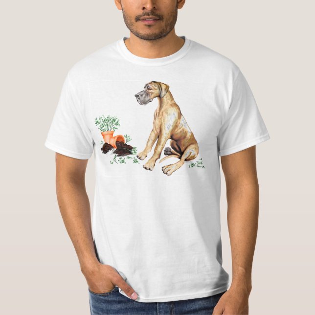 Great Dane Naughty Pup Brindle UC T-Shirt (Front)