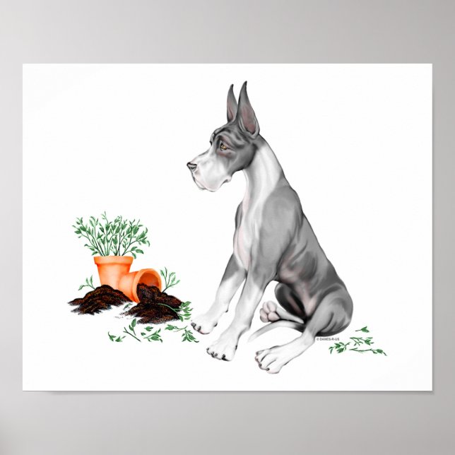 Great Dane Naughty Pup Mantle Poster (Front)