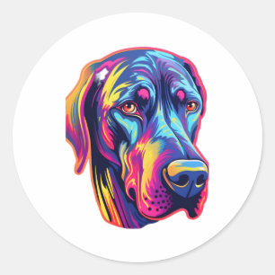 Great Dane Neon Design Classic Round Sticker