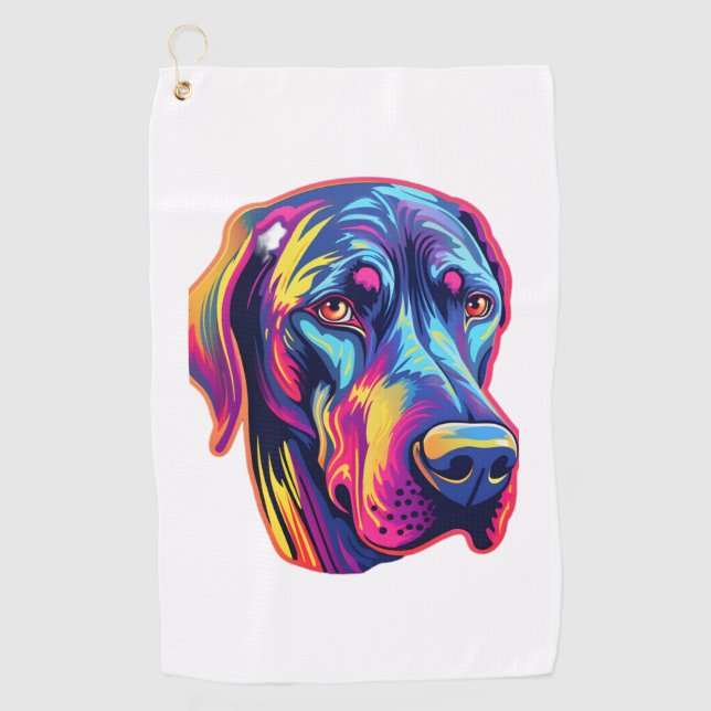Great Dane Neon Design   Golf Towel (Front)