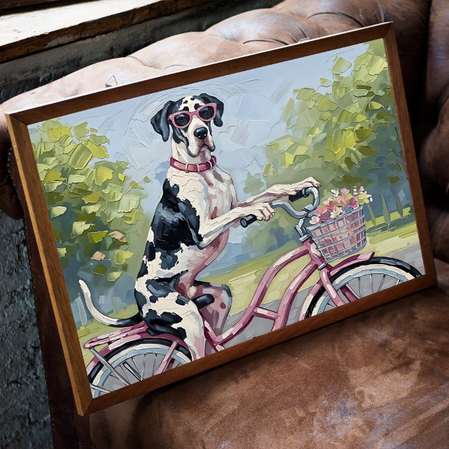 Great Dane On A Bicycle Wall Art Poster Print (Creator Uploaded)