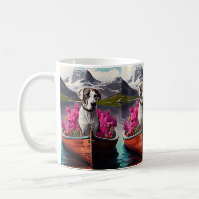 Great Dane on a Paddle: A Scenic Adventure Coffee Mug (Left)