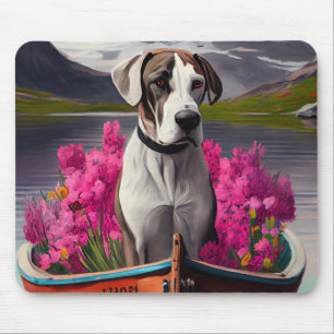 Great Dane on a Paddle: A Scenic Adventure Mouse Mat