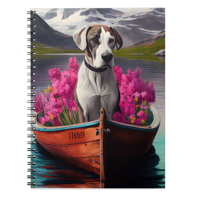 Great Dane on a Paddle: A Scenic Adventure Notebook (Front)