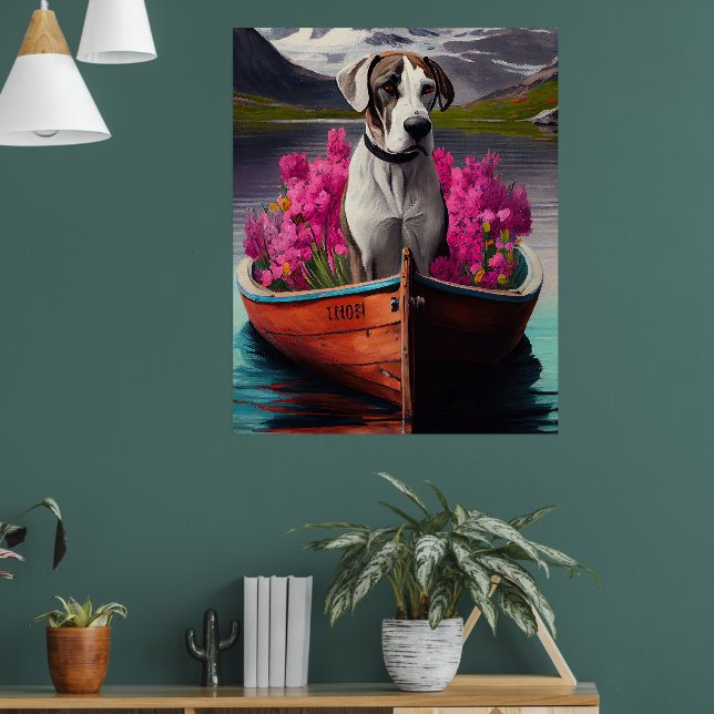 Great Dane on a Paddle: A Scenic Adventure Poster (Living Room 1)