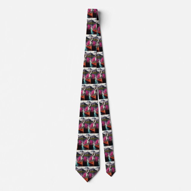 Great Dane on a Paddle: A Scenic Adventure Tie (Front)