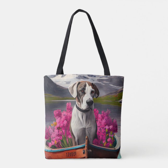 Great Dane on a Paddle: A Scenic Adventure Tote Bag (Back)