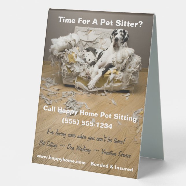 Great Dane on Chewed Sofa Pet Sitting Flyer 8x11 (Front)