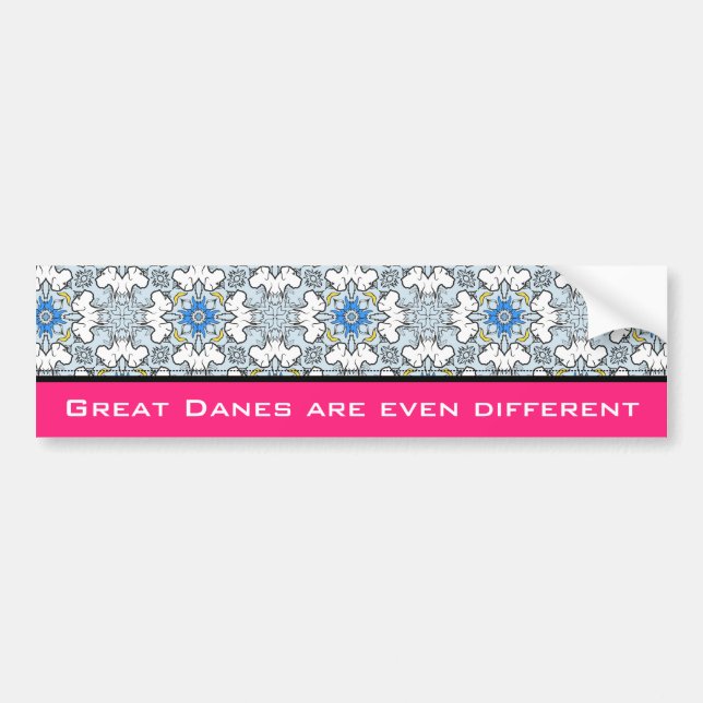 Great Dane pattern and Text black white pink Bumper Sticker (Front)