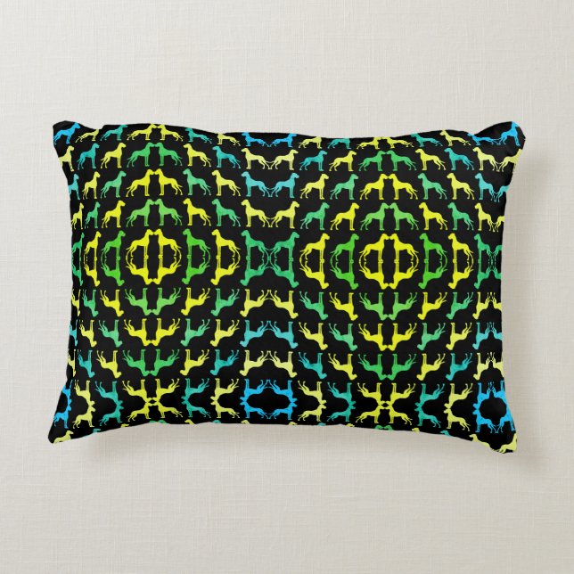 Great Dane Pattern Green Yellow Decorative Cushion (Back)