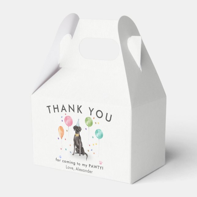 Great Dane Pawty Puppy Dog Birthday Thank You  Favour Box (Front Side)