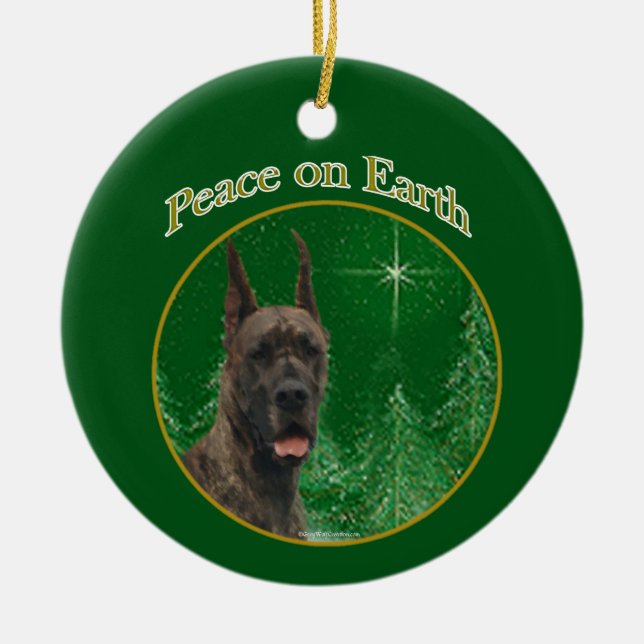 Great Dane Peace Keychain Ceramic Tree Decoration (Front)
