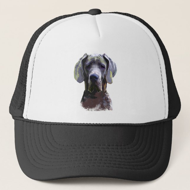 Great Dane Pet Dog Animal Watercolor Art  Trucker Hat (Front)