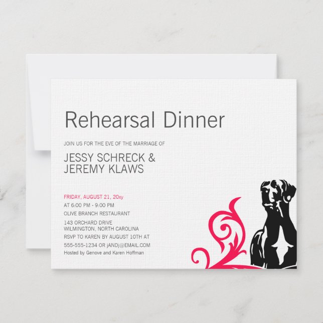 Great Dane pink Rehearsal Invitation (Front)
