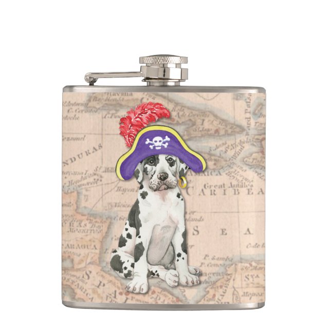 Great Dane Pirate Hip Flask (Front)