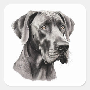 Great Dane portrait drawing Square Sticker