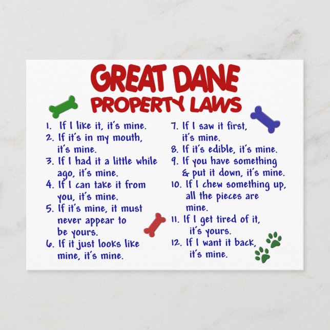 GREAT DANE Property Laws 2 Postcard (Front)