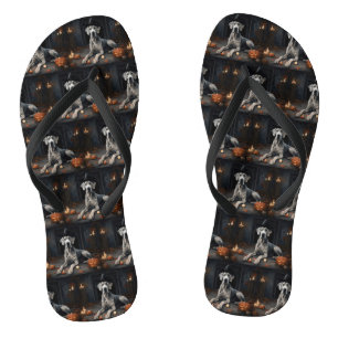 Great Dane Pumpkins Halloween Scary Flip Flip Flops