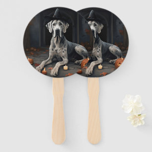 Great Dane Pumpkins Halloween Scary Flip Hand Fan