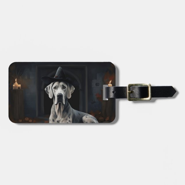 Great Dane Pumpkins Halloween Scary Flip Luggage Tag (Front Horizontal)