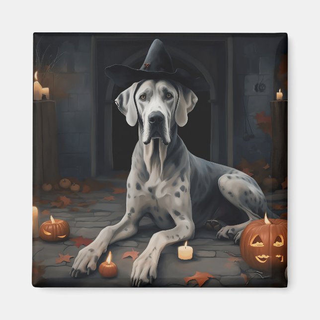 Great Dane Pumpkins Halloween Scary Flip Magnet (Front)