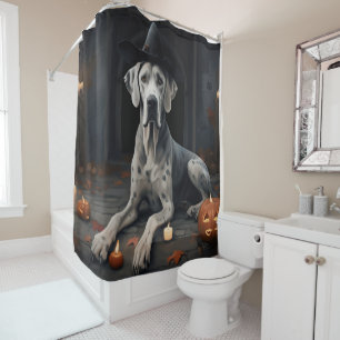 Great Dane Pumpkins Halloween Scary Flip Shower Curtain