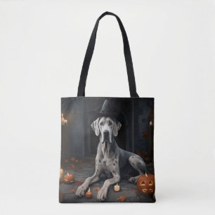 Great Dane Pumpkins Halloween Scary Flip Tote Bag