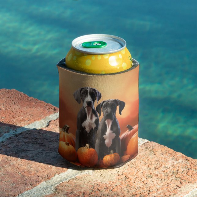 Great Dane Puppy Autumn Delight Pumpkin Can Cooler (In Situ Pool)