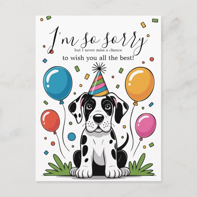 Great Dane Puppy Birthday Postcard (Front)