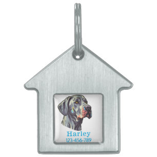 Great dane puppy front   pet ID tag