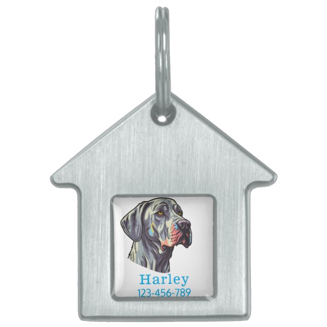 Great dane puppy front | pet ID tag (Front)