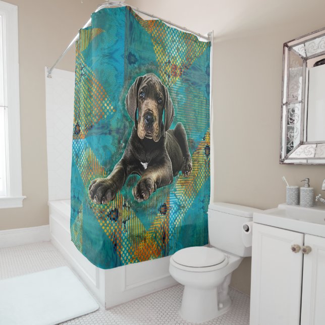 Great Dane Puppy Shower Curtain (In Situ)