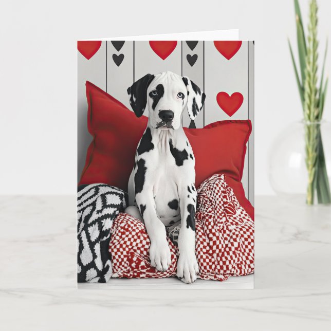 Great Dane Puppy Valentine Card (Front)
