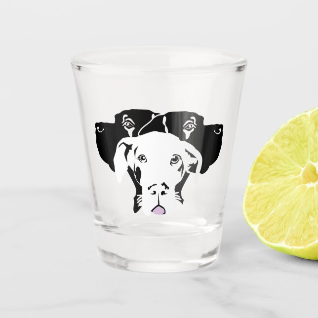 Great Dane Puppy with Stars Shot Glass (Front)