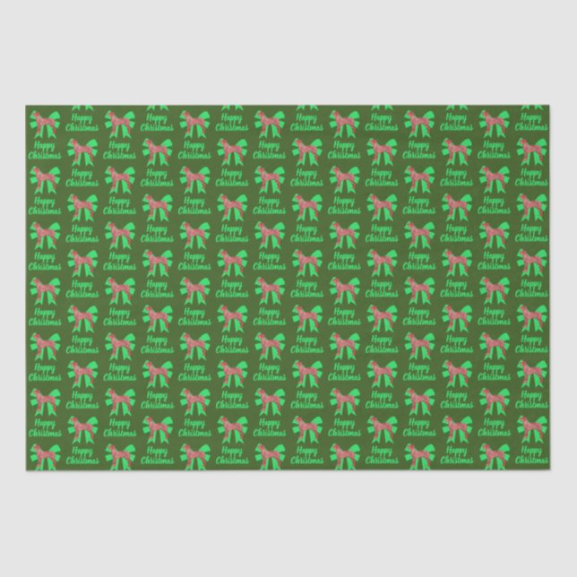 Great Dane Red Christmas Dog & Green Bow Green Tissue Paper (Front)