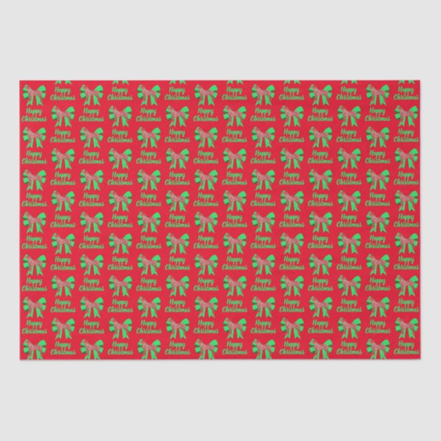 Great Dane Red Christmas Dog & Green Bow Red Tissue Paper (Front)
