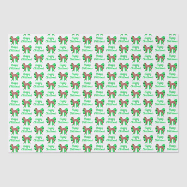 Great Dane Red Christmas Dog & Green Bow White Tissue Paper (Front)
