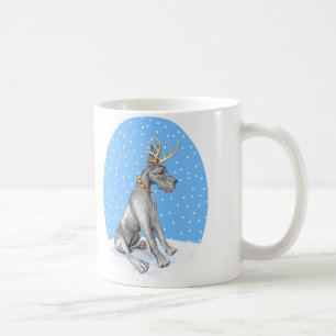 Great Dane Reindeer Christmas Black Coffee Mug