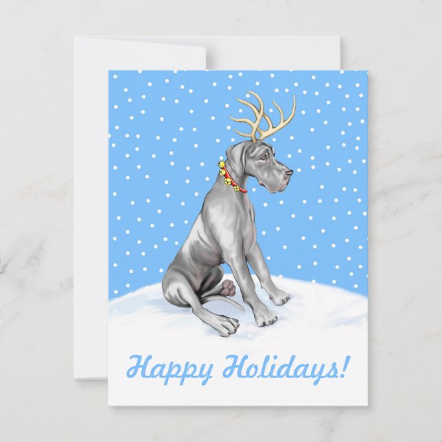 Great Dane Reindeer Christmas Black UC Invitation (Front)