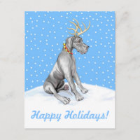 Great Dane Reindeer Christmas Black UC