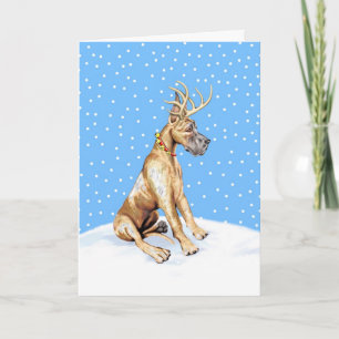 Great Dane Reindeer Christmas Brindle Holiday Card